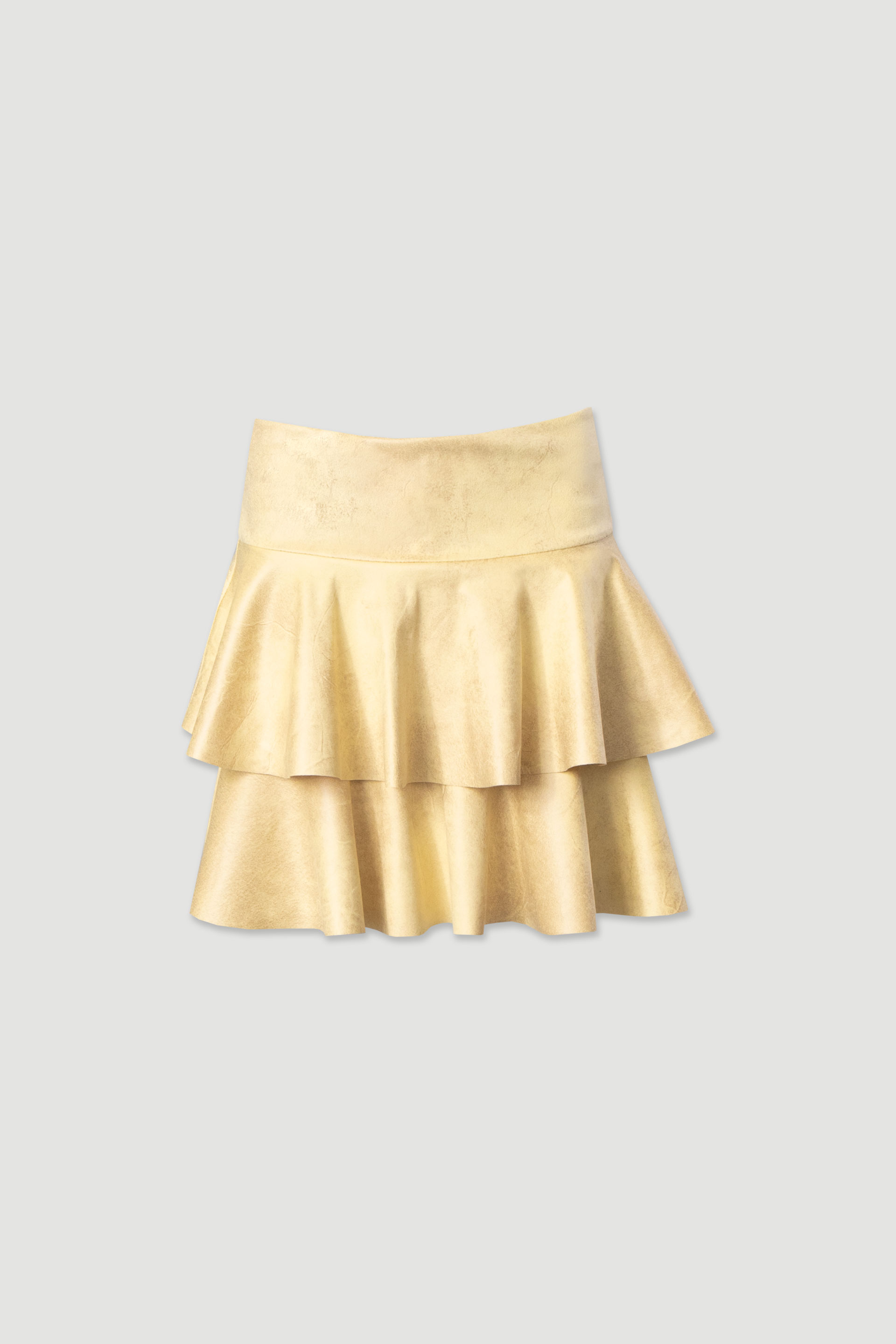 Short ruffled skirt in peach-skin fabric