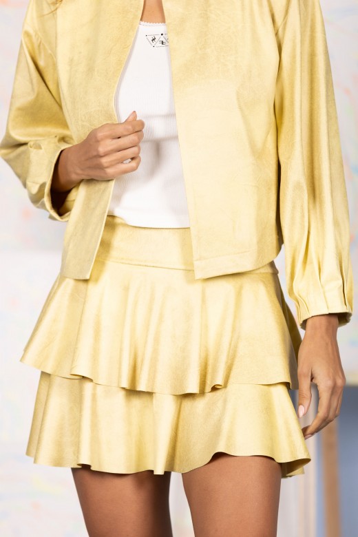 Short ruffled skirt in peach-skin fabric Short ruffled skirt in peach-skin fabric