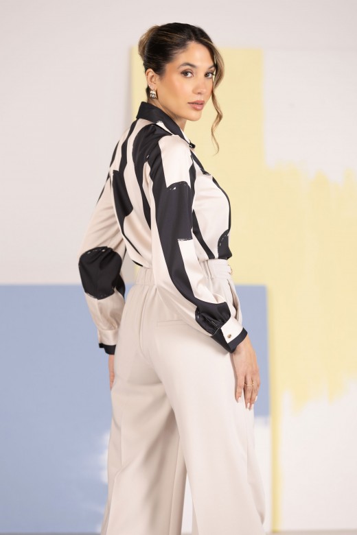 Satin printed blouse with collar Satin printed blouse with collar