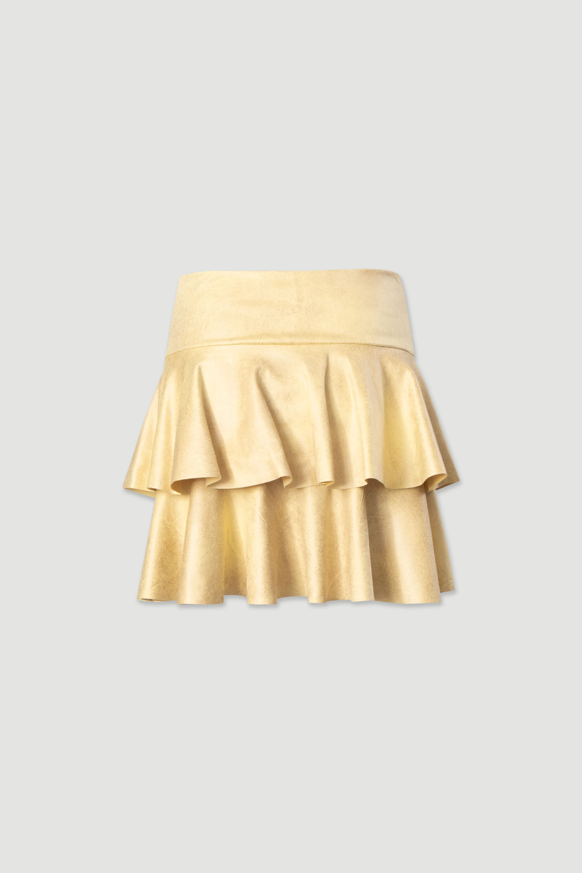 Short ruffled skirt in peach-skin fabric