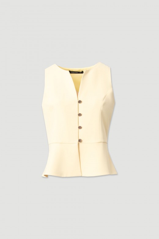 Structured vest with buttons and peplum effect