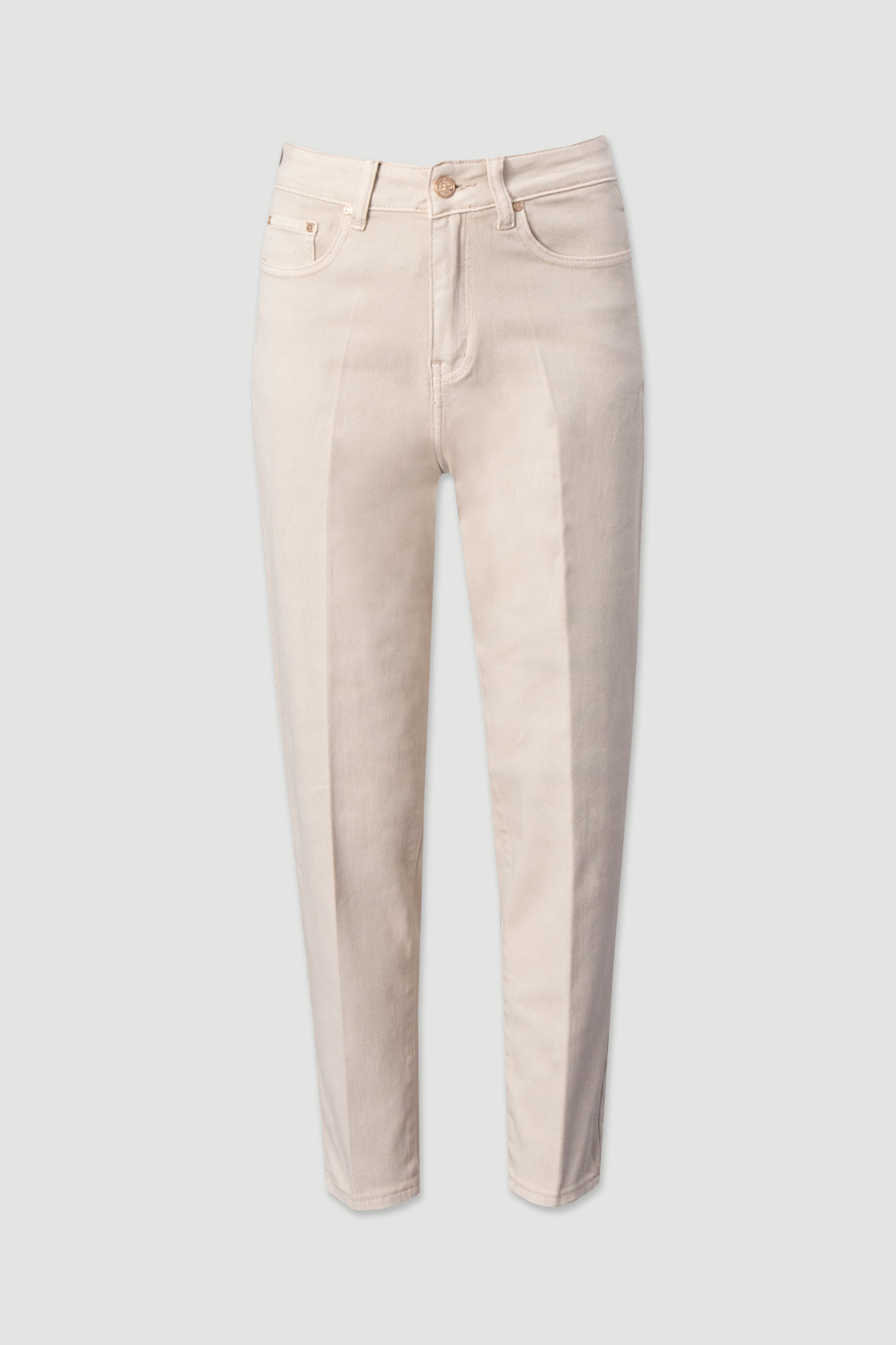 High-waisted cotton twill trousers