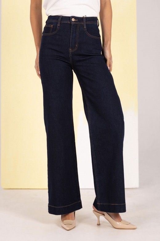 Jeans wide leg de cintura alta