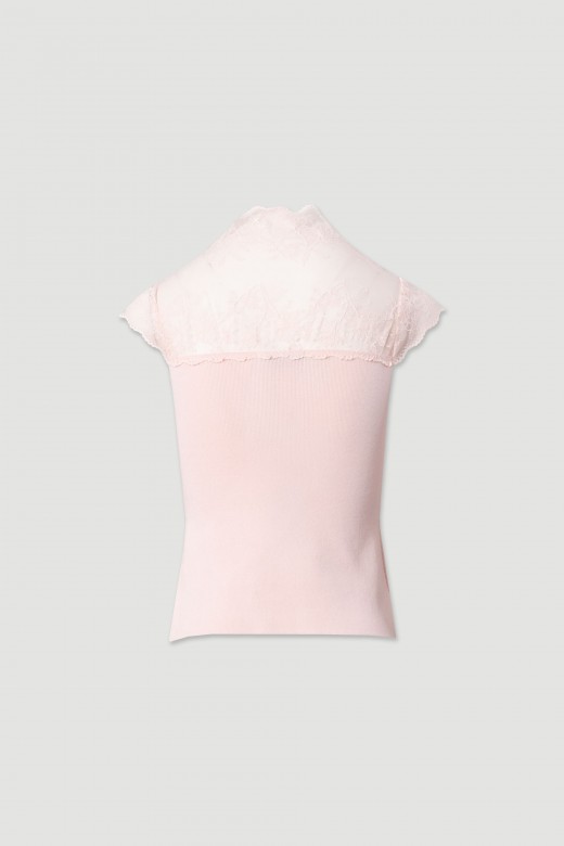 Knit top with lace detail