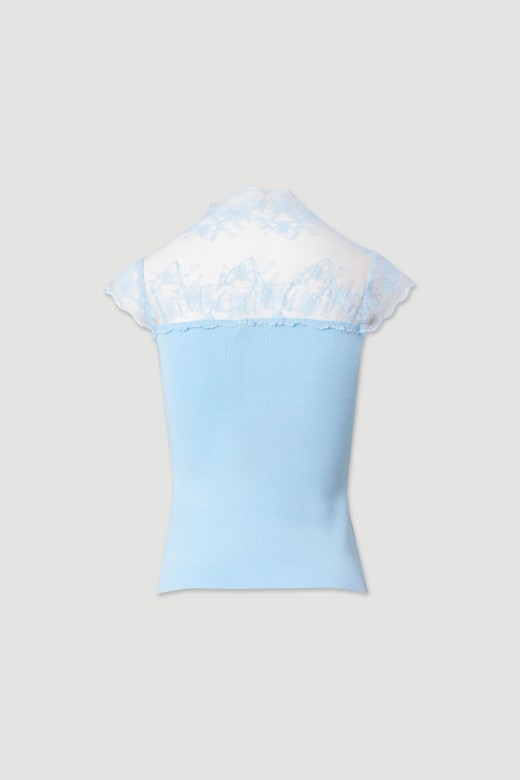 Knit top with lace detail