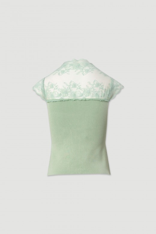 Knit top with lace detail Knit top with lace detail