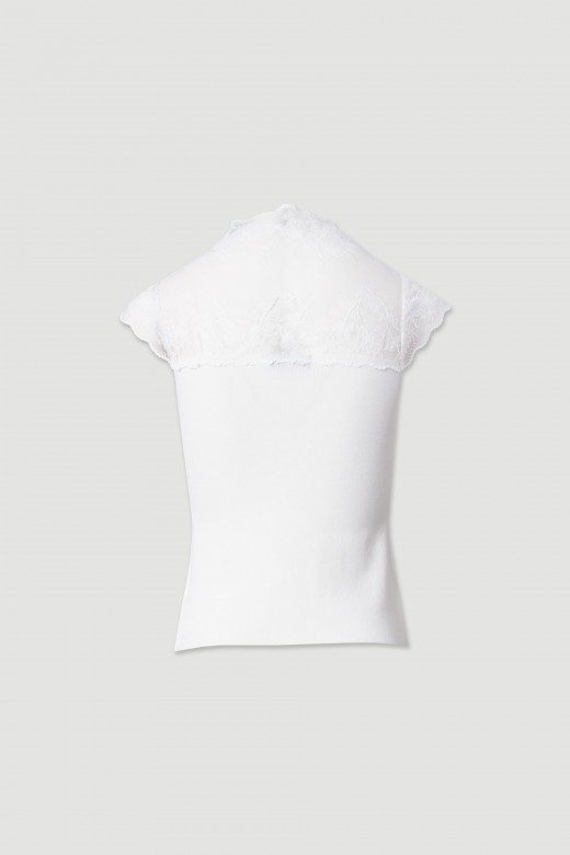 Knit top with lace detail