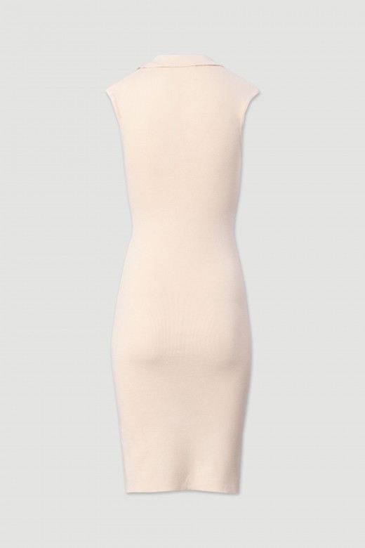 Midi knit dress with ruching and metallic buttons Midi knit dress with ruching and metallic buttons