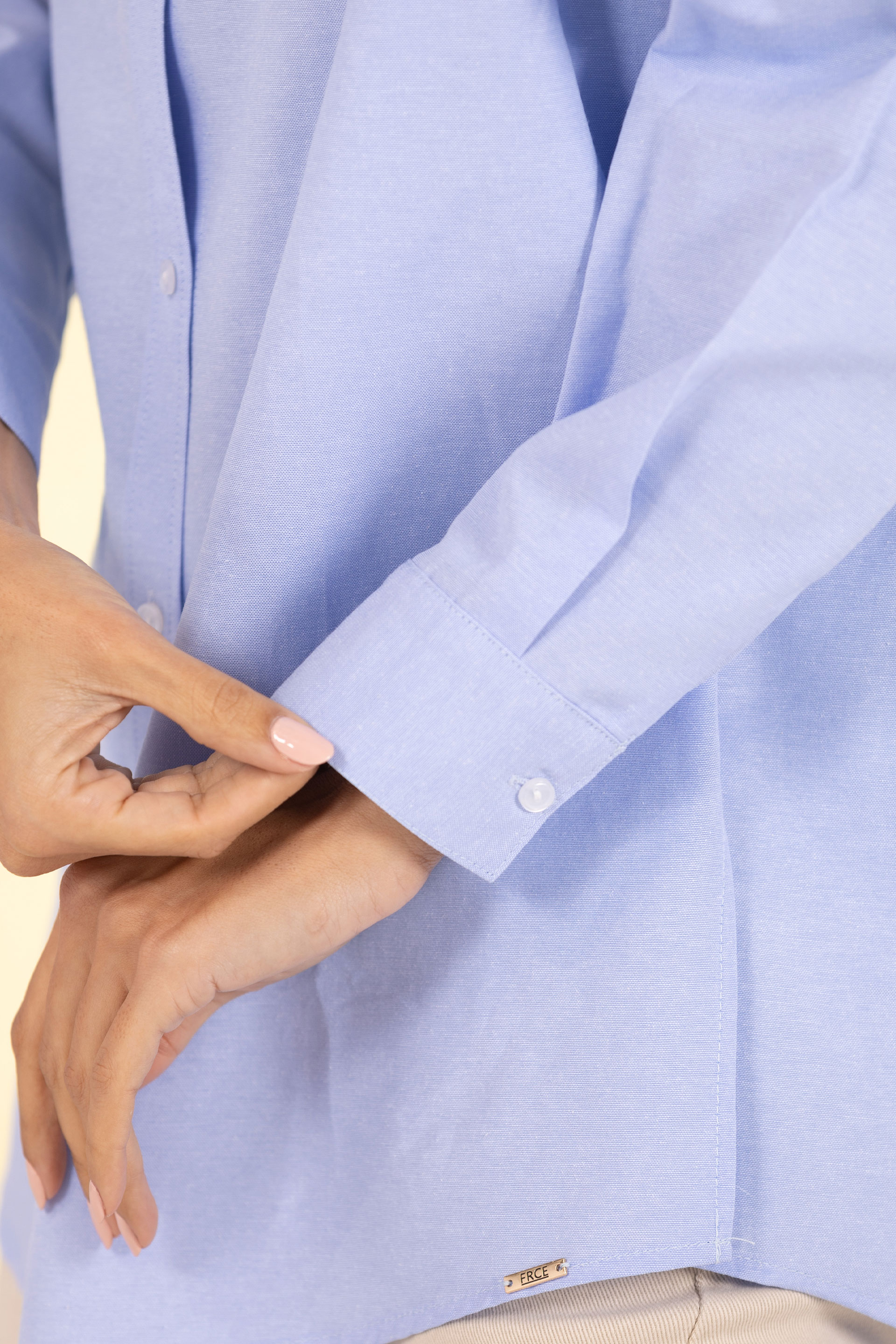 Long cotton shirt with side slits