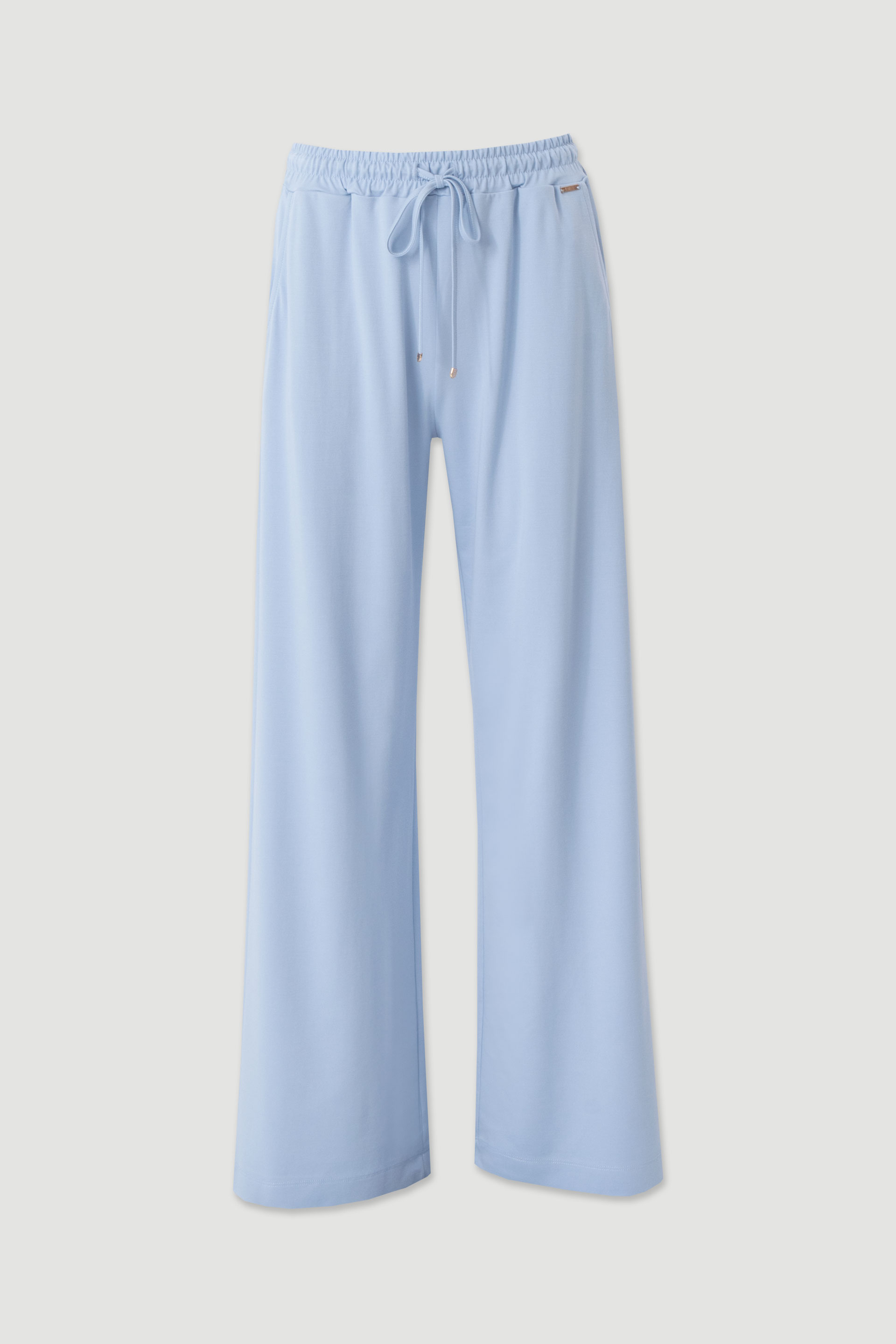 Wide-leg knit trousers with elastic waistband