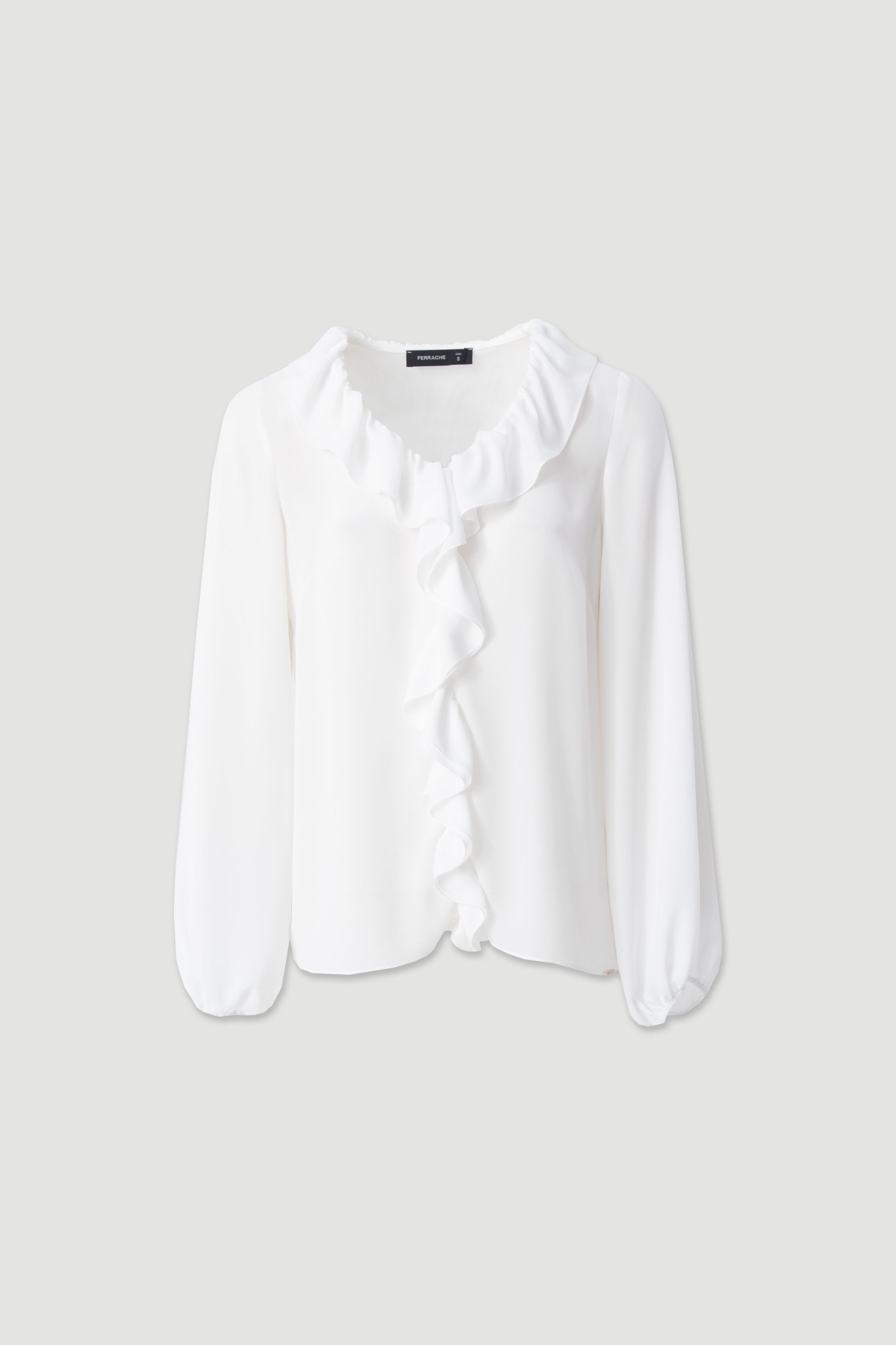 Flowy blouse with ruffle neckline