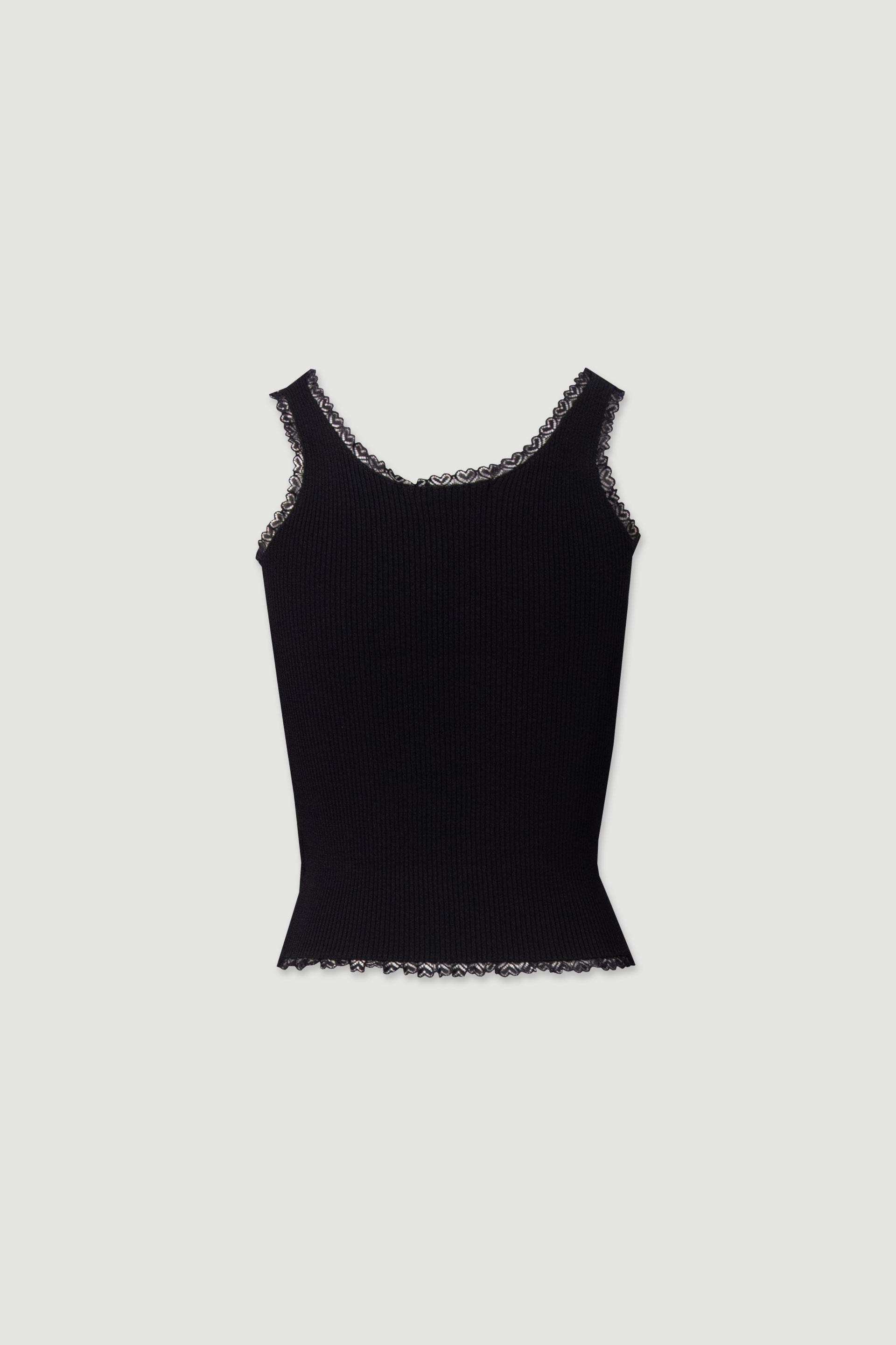 Ribbed knit top with lace detail