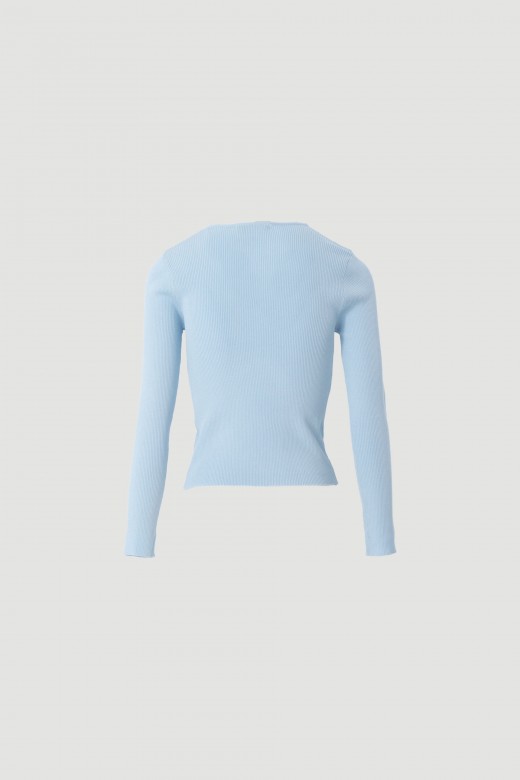 Ribbed knit sweater with v-neck