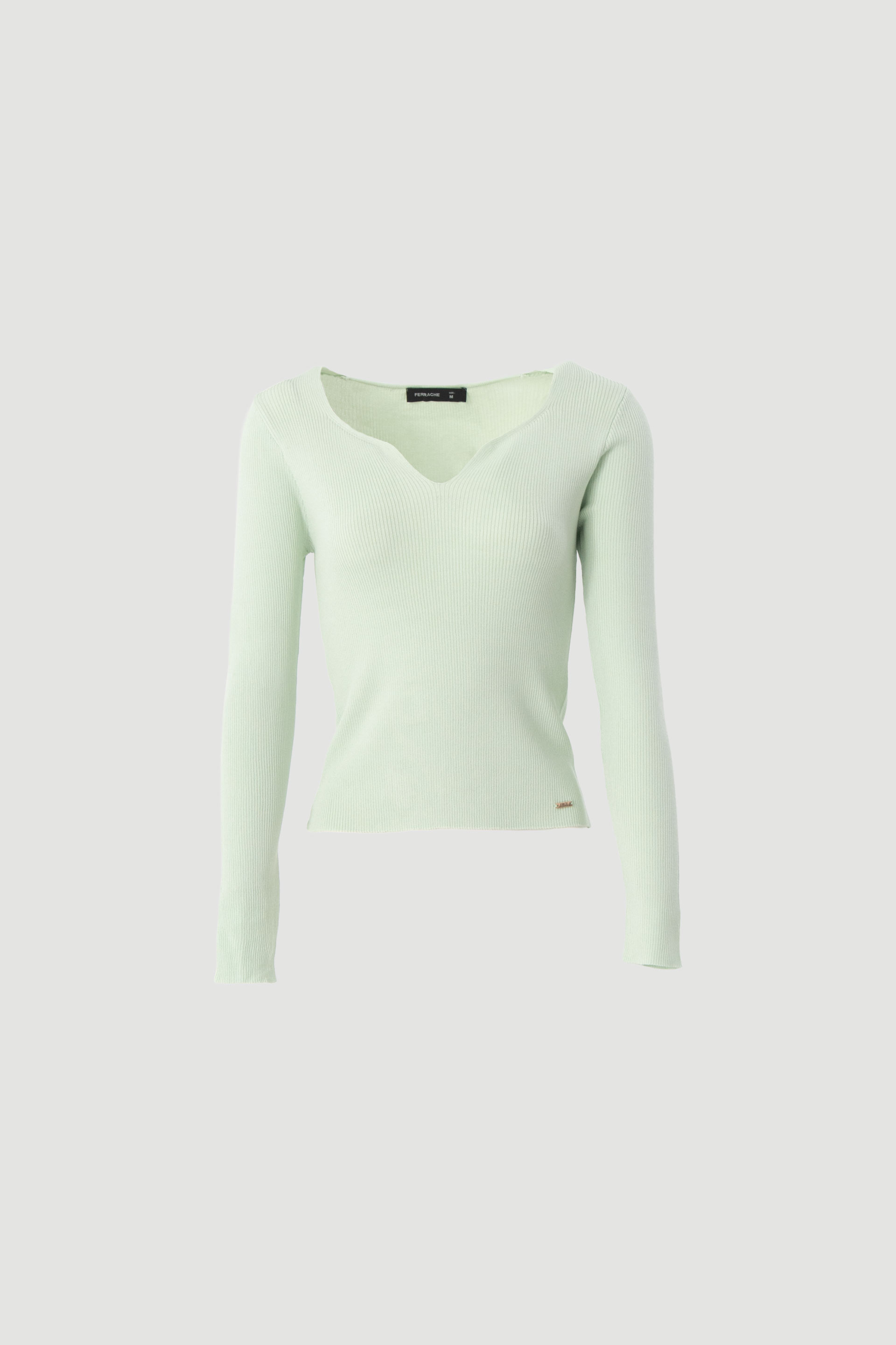 Ribbed knit sweater with v-neck