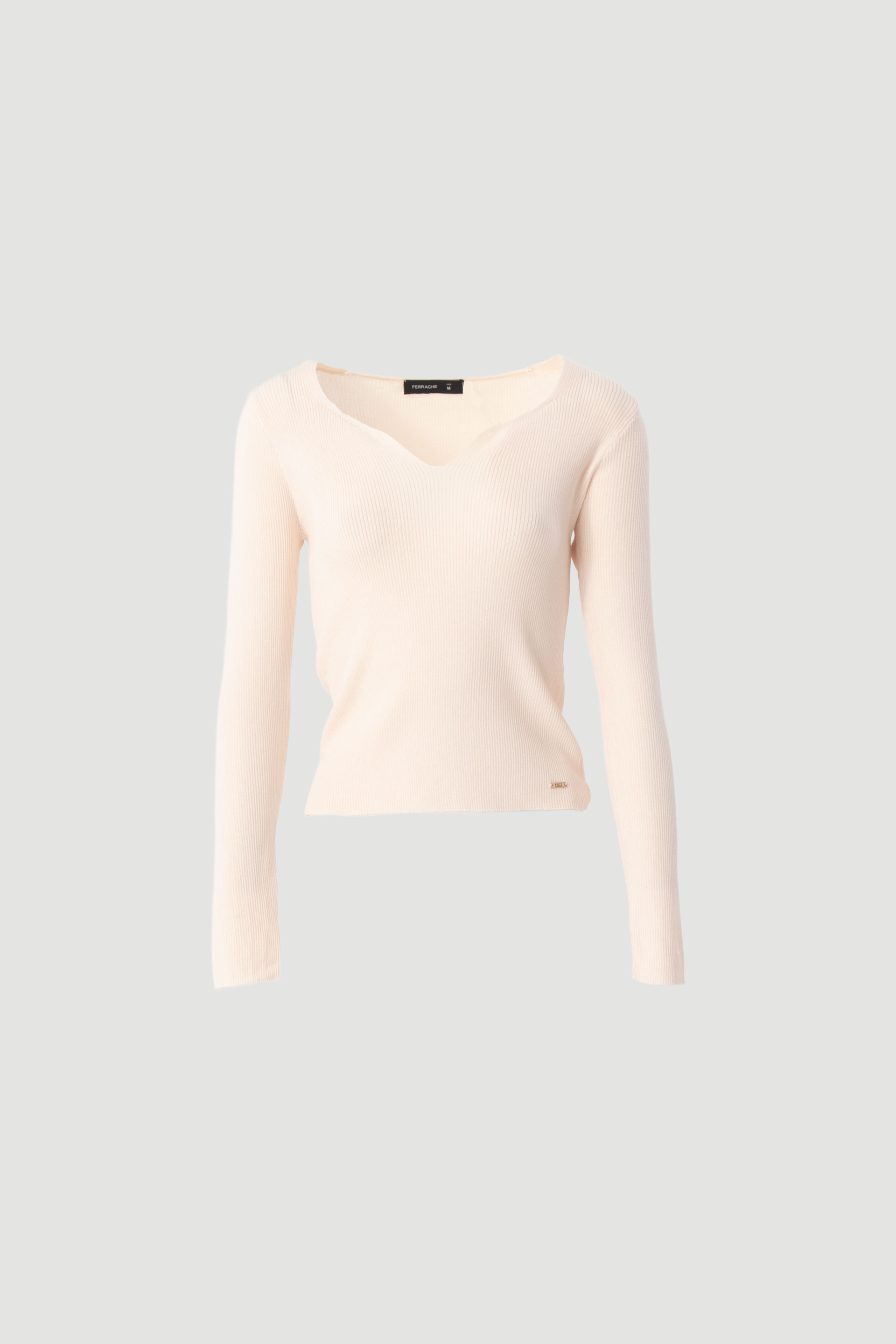 Ribbed knit sweater with v-neck