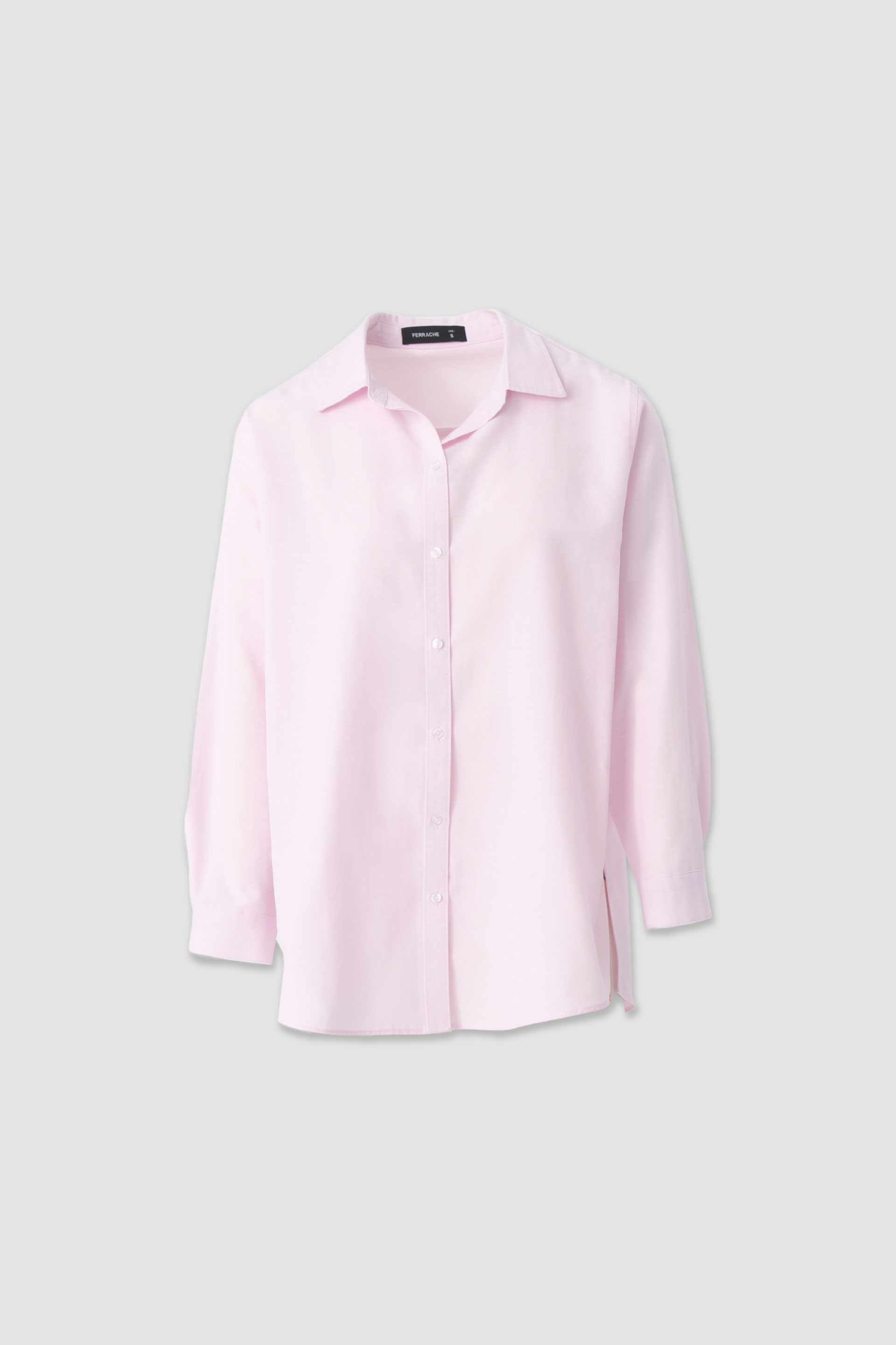 Long cotton shirt with side slits