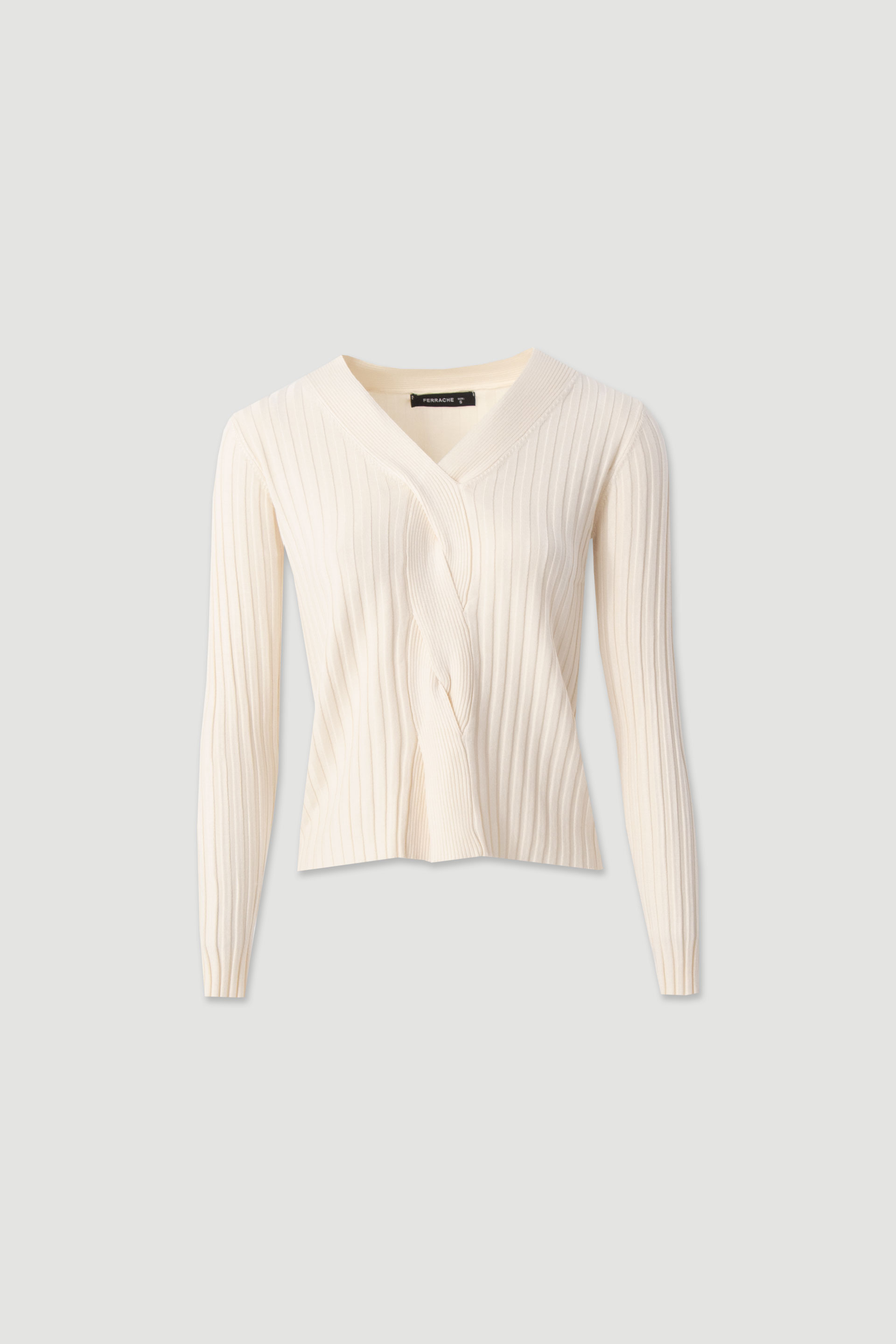 Pull en maille côtelée avec décolleté en v