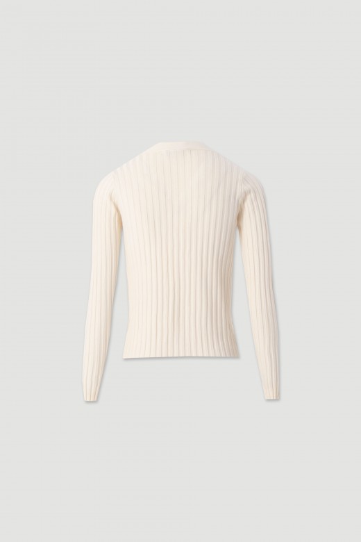 Ribbed knit sweater with v-neck Ribbed knit sweater with v-neck