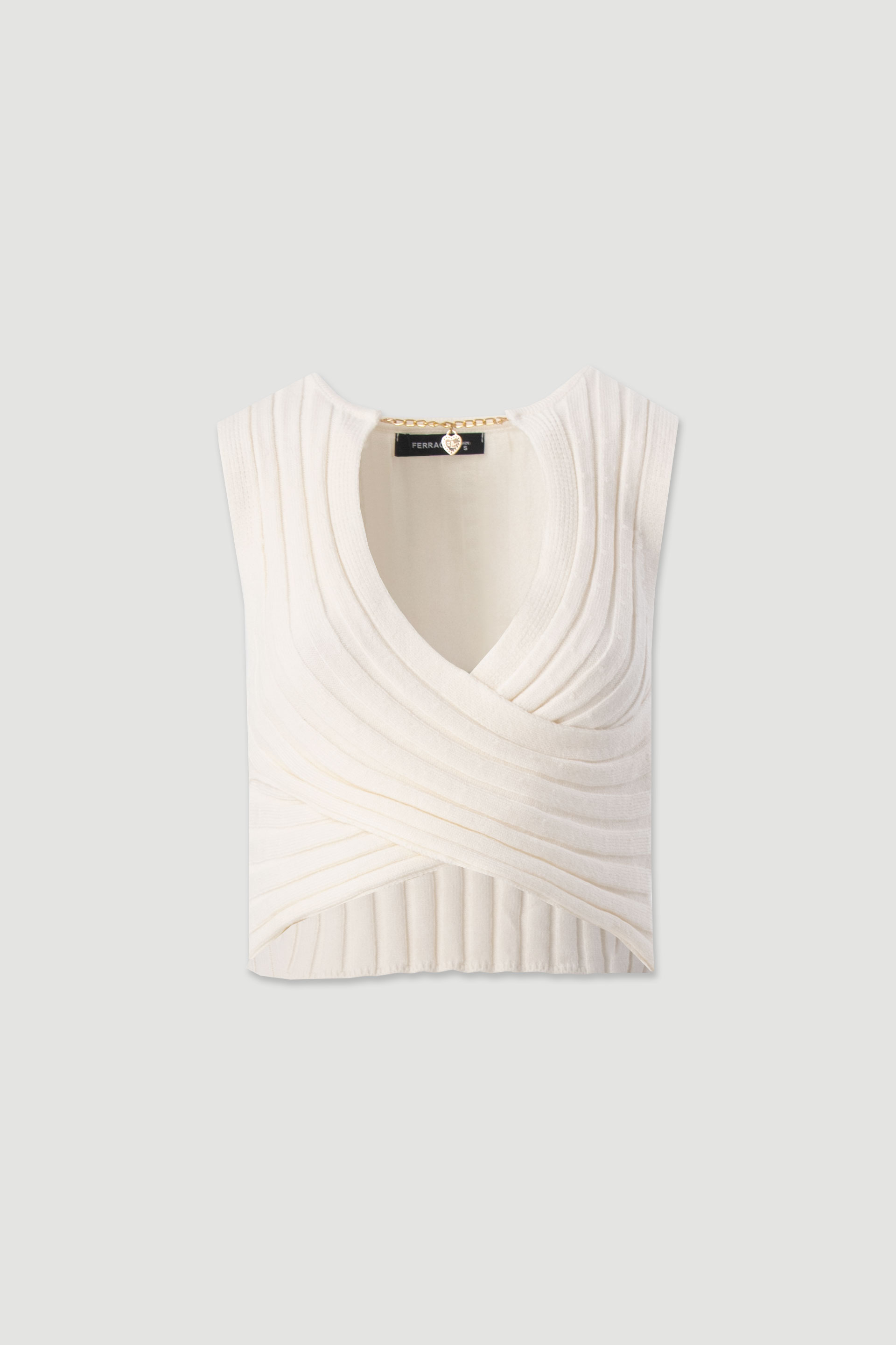 Knit top with v-neck and braided detail