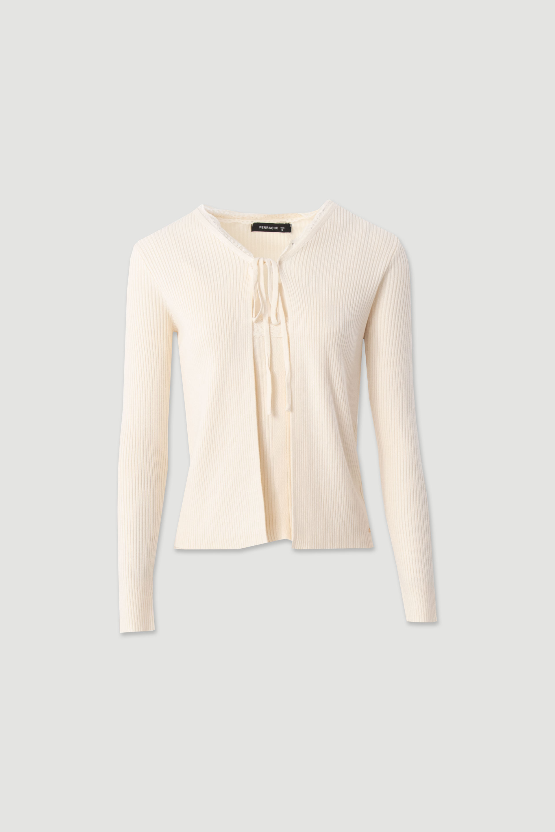Ribbed knit set with lace – top and cardigan