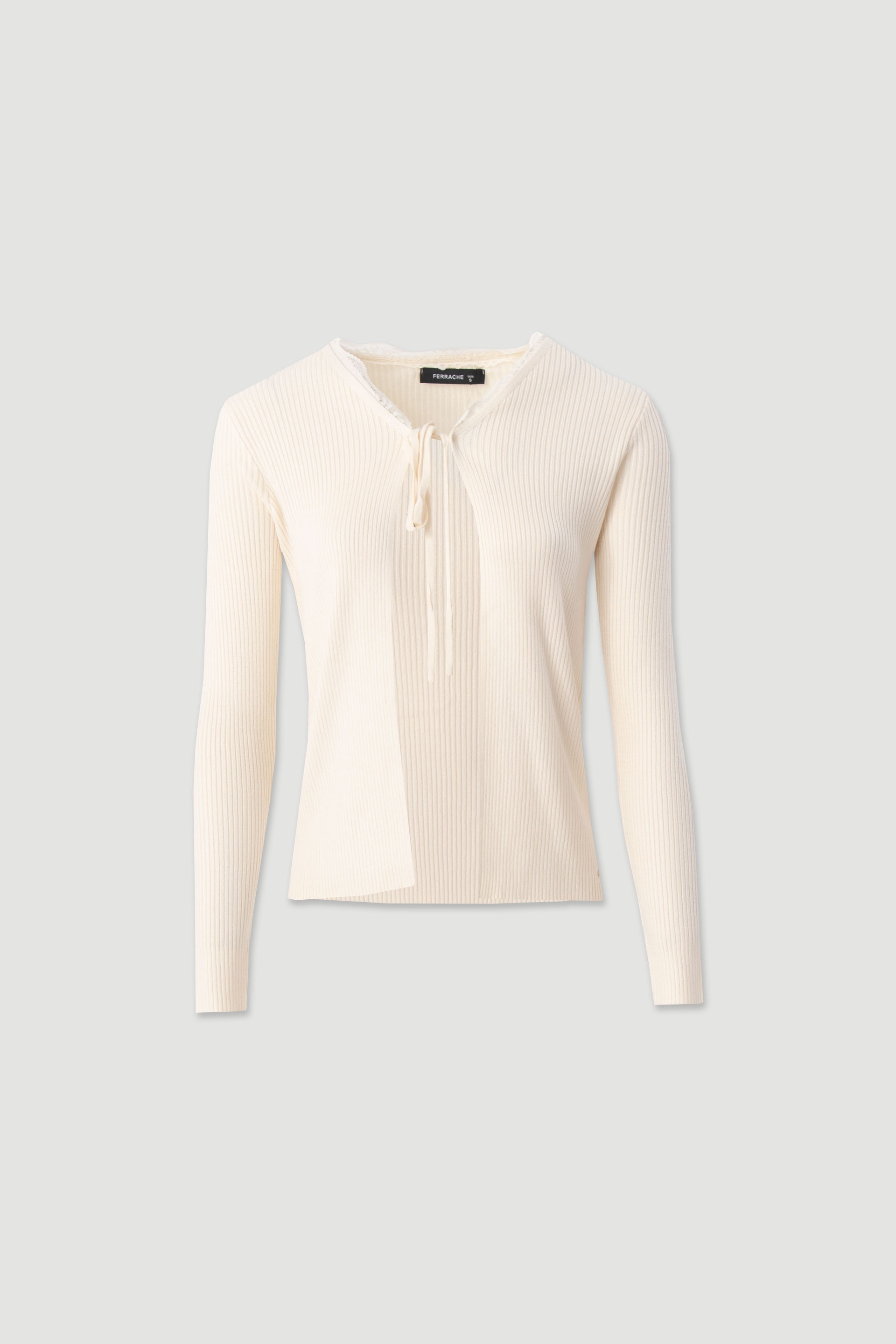 Ribbed knit set with lace – top and cardigan