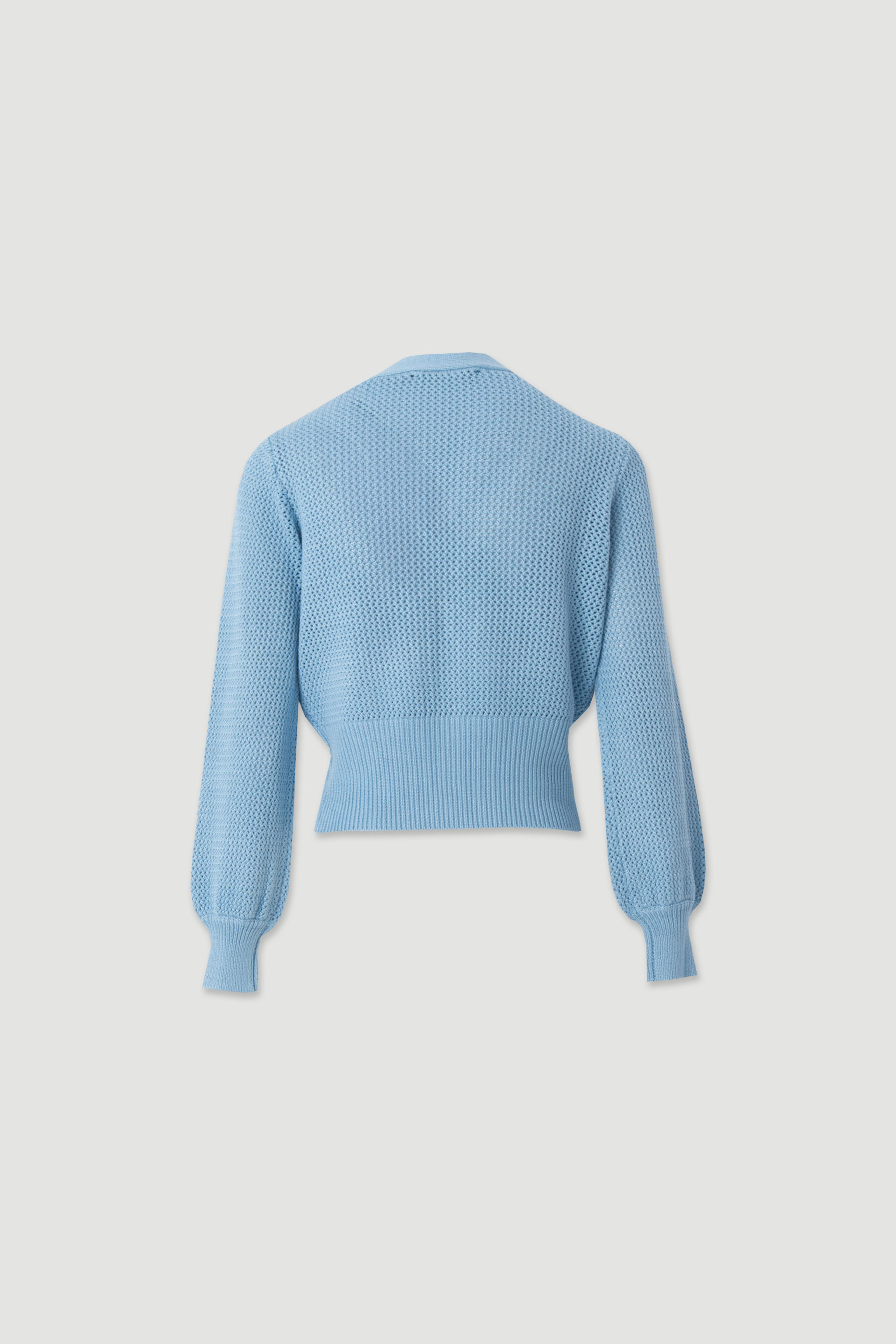 Short openwork knit cardigan with buttons