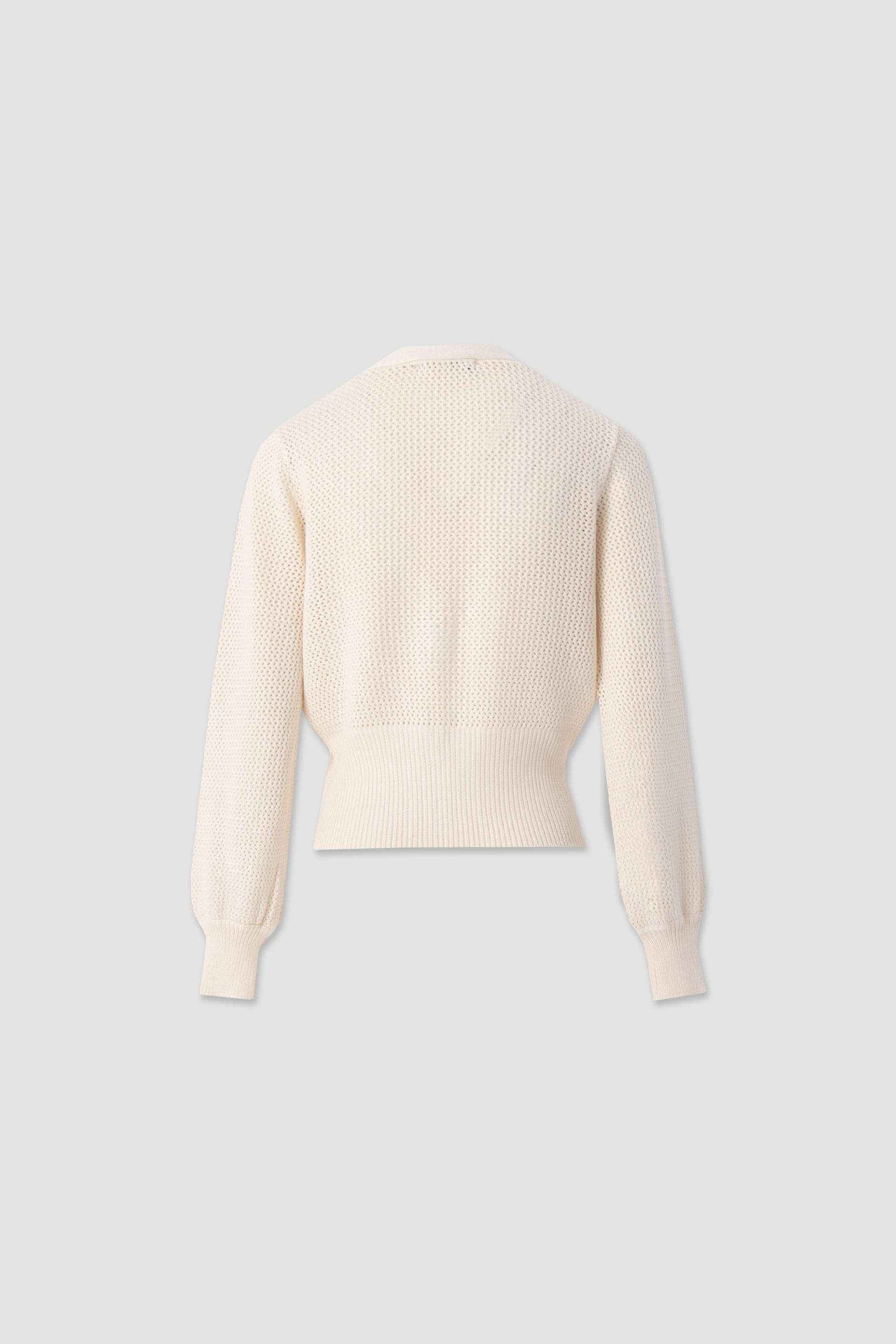 Short openwork knit cardigan with buttons