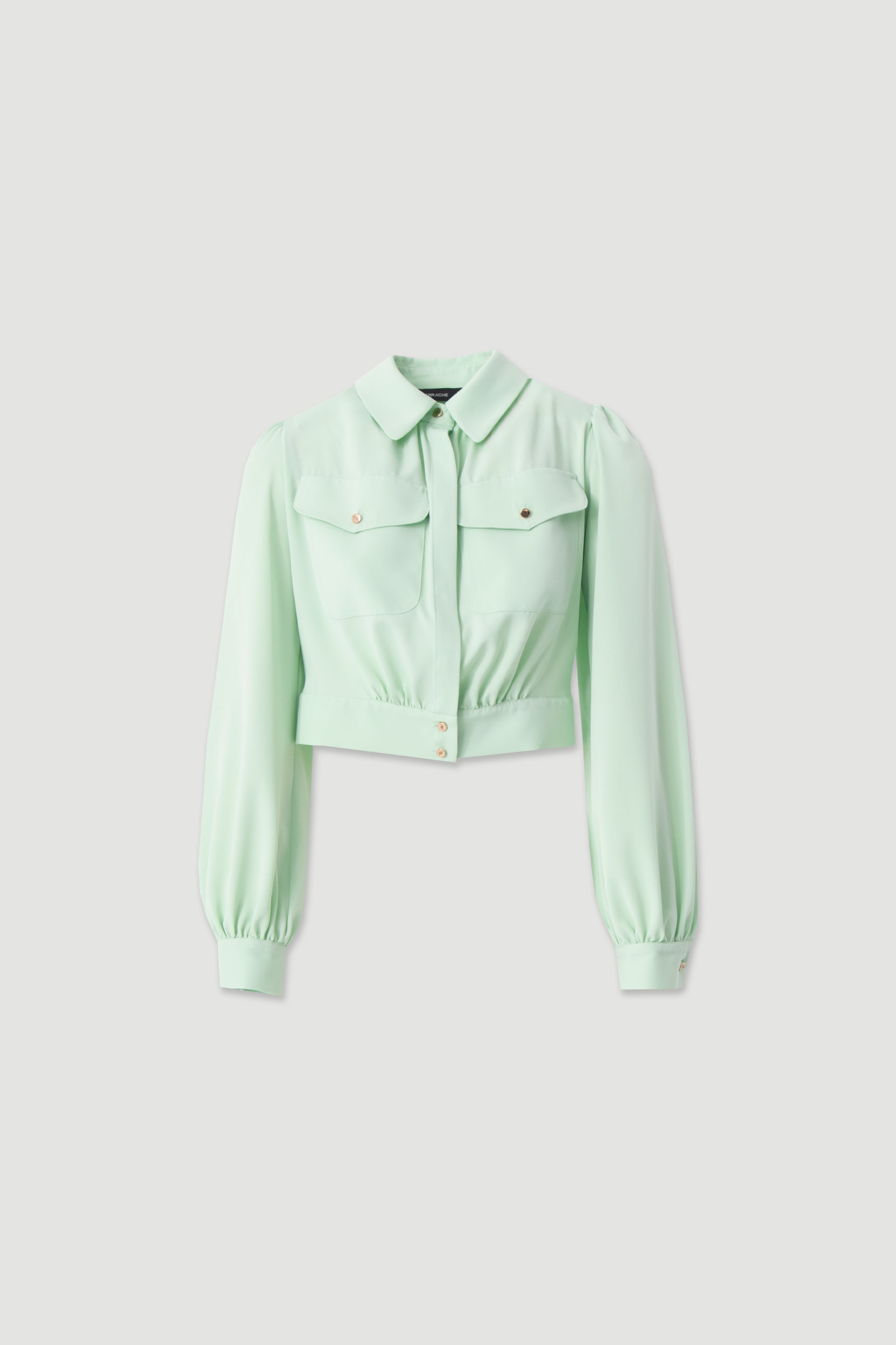 Cropped fluid long-sleeve blouse