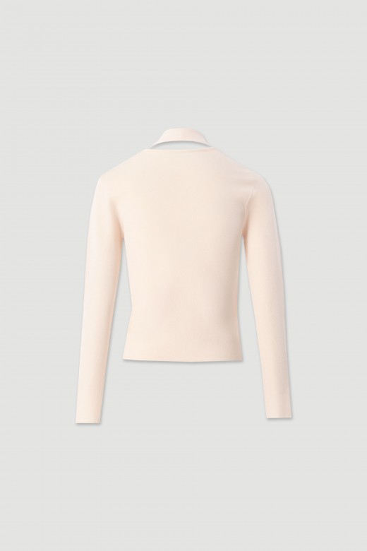 Knit sweater with scarf detail Knit sweater with scarf detail