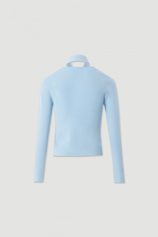 Knit sweater with scarf detail