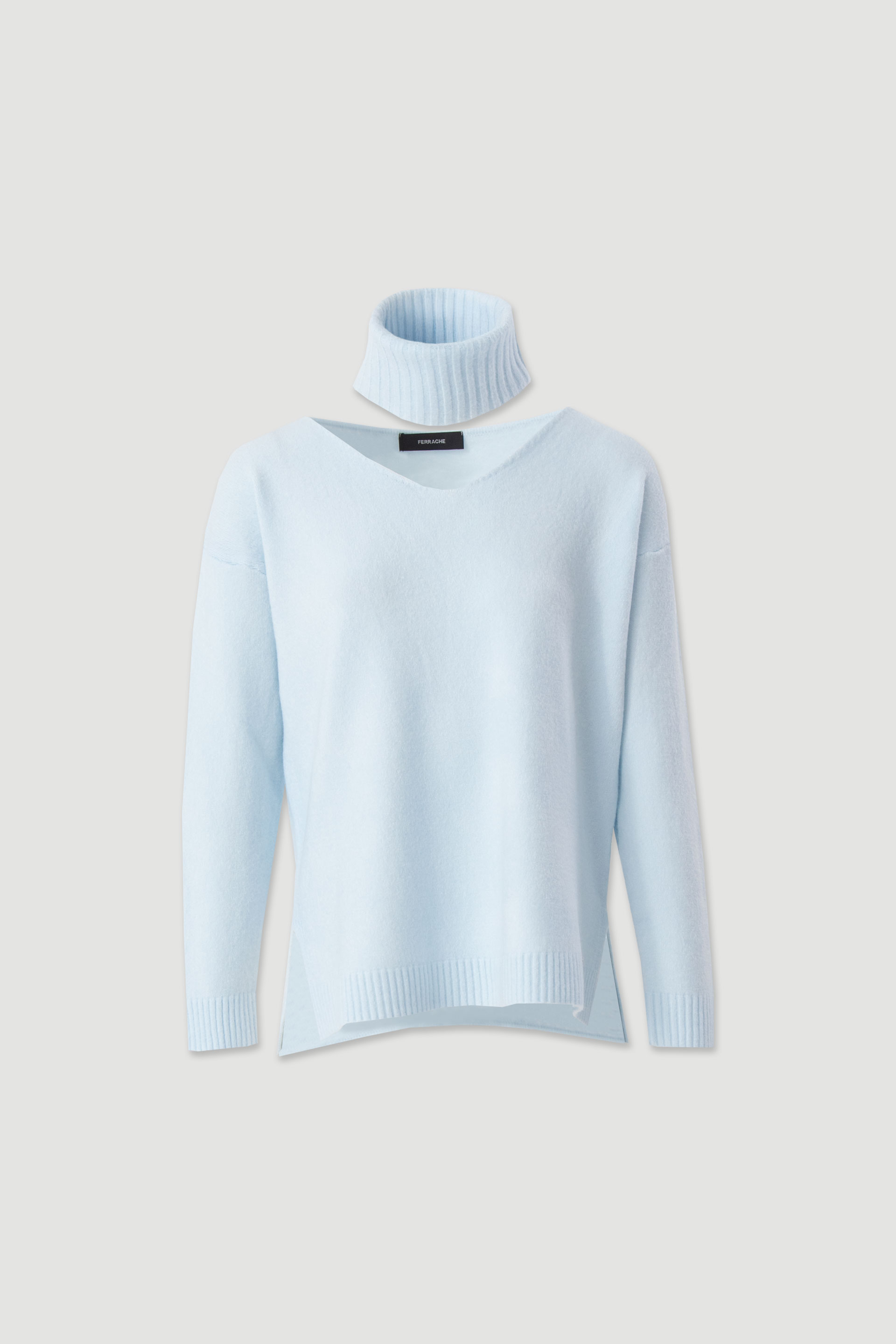 Knit sweater with v-neck and ribbed collar