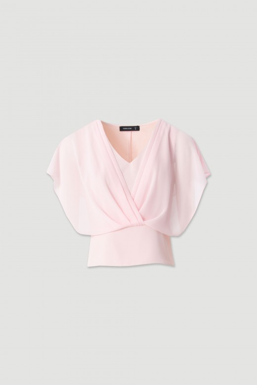 Blouse with v-neck and draped effect