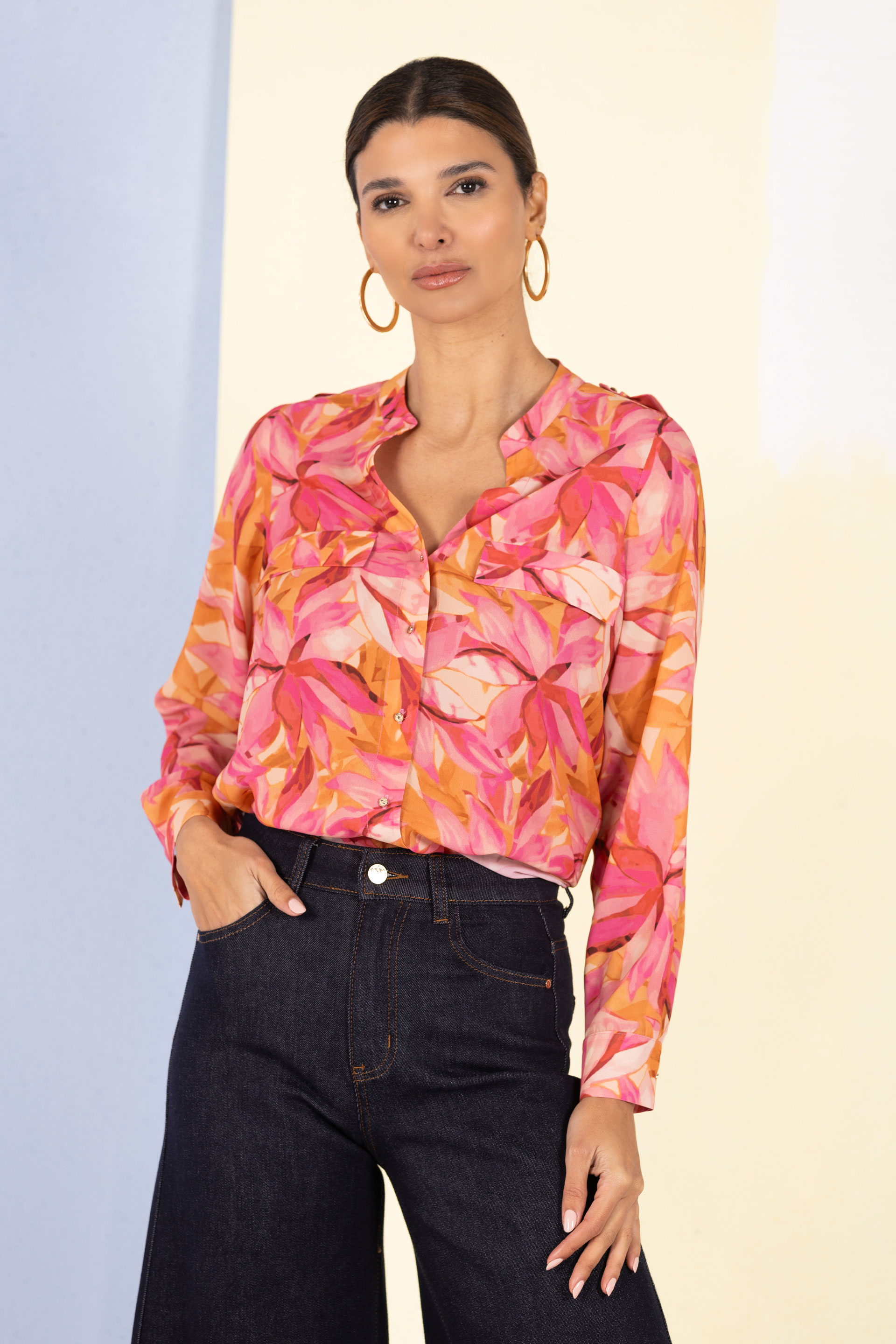 Fluid floral print blouse