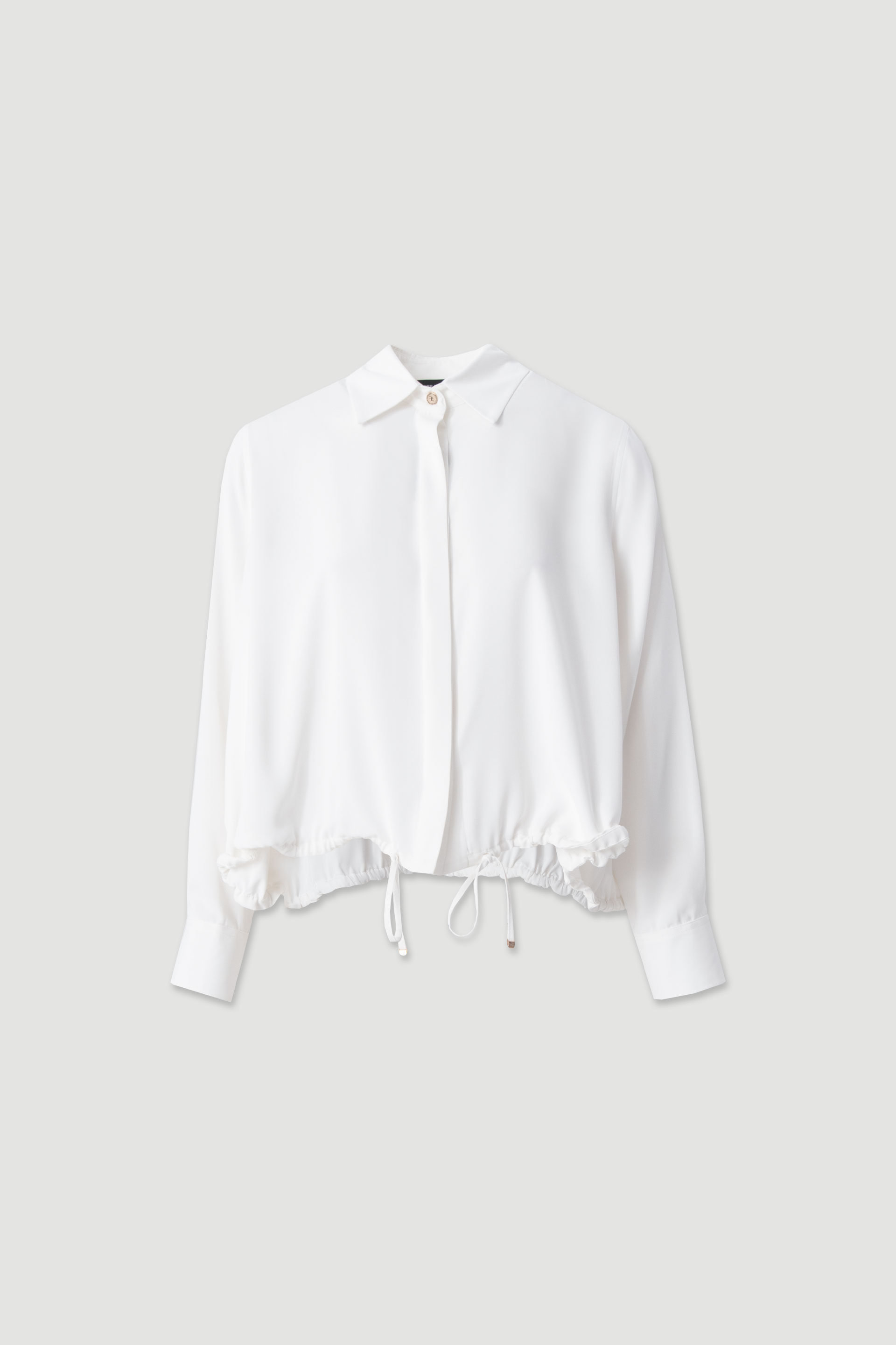 Fluid blouse with adjustable drawstring