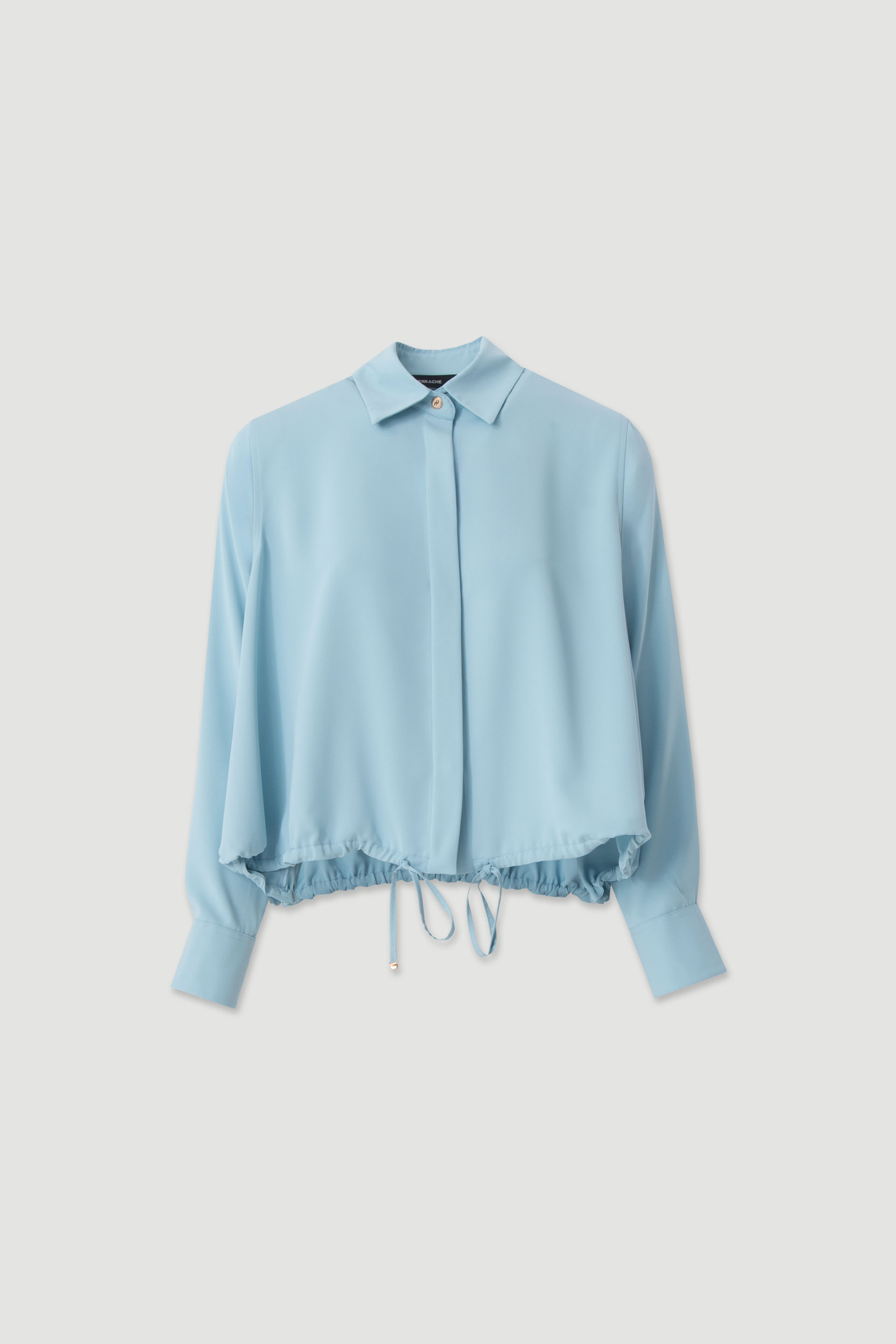 Fluid blouse with adjustable drawstring