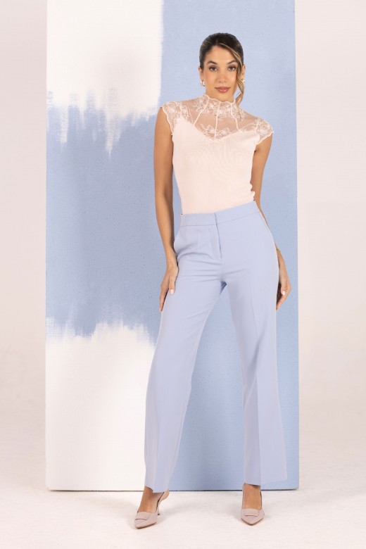 High-waisted straight trousers with customised elastic waistband