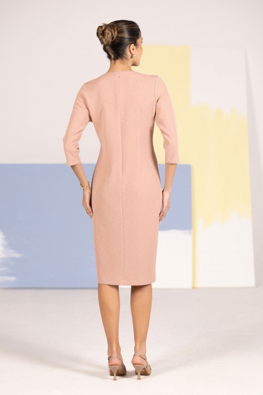 Fitted dress with metallic front detail Fitted dress with metallic front detail