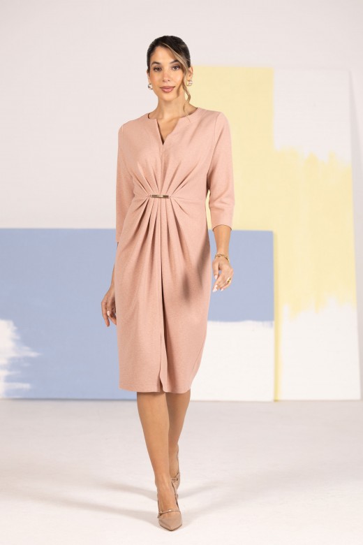 Fitted dress with metallic front detail Fitted dress with metallic front detail