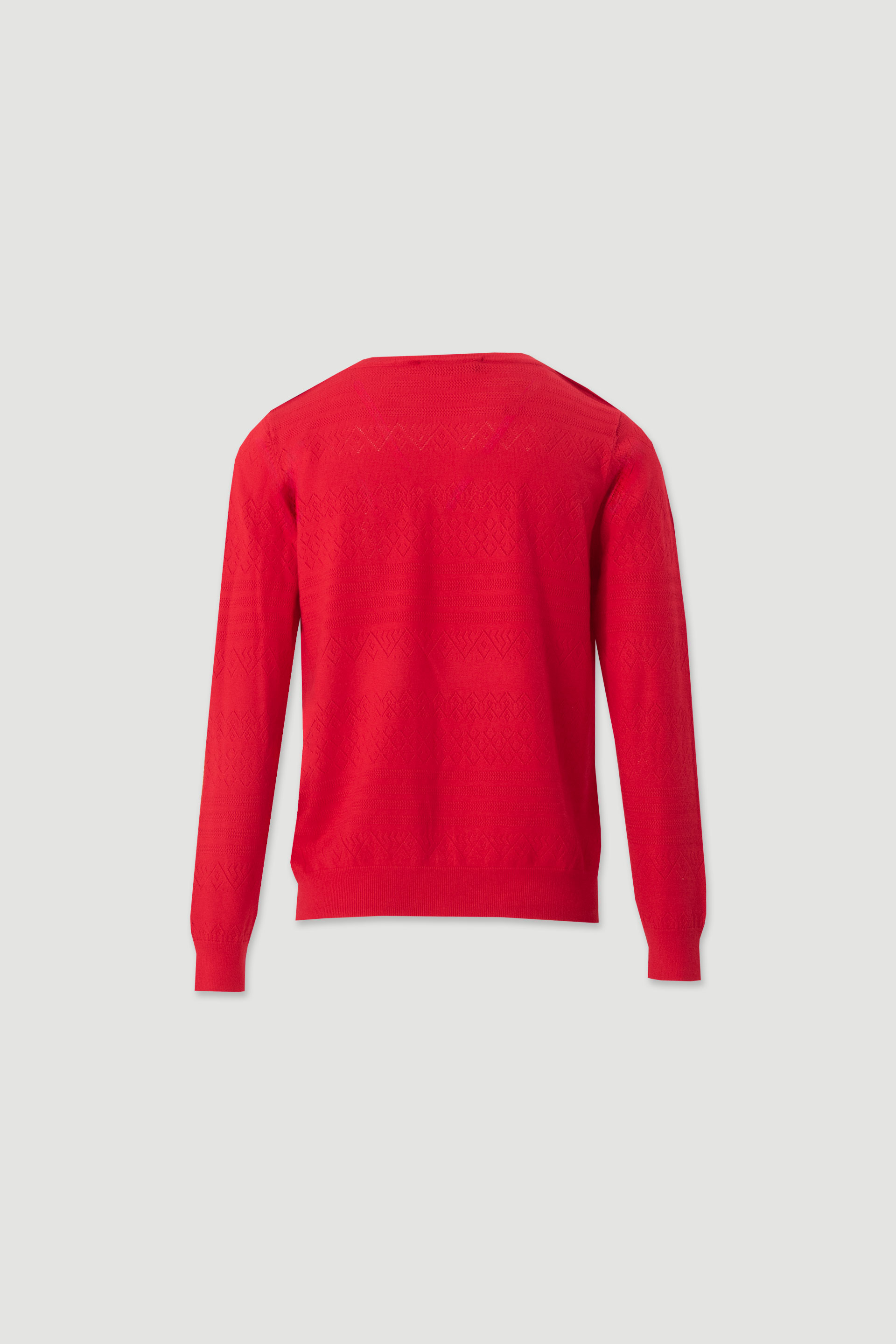 Textured knit sweater with decorative shoulder buttons