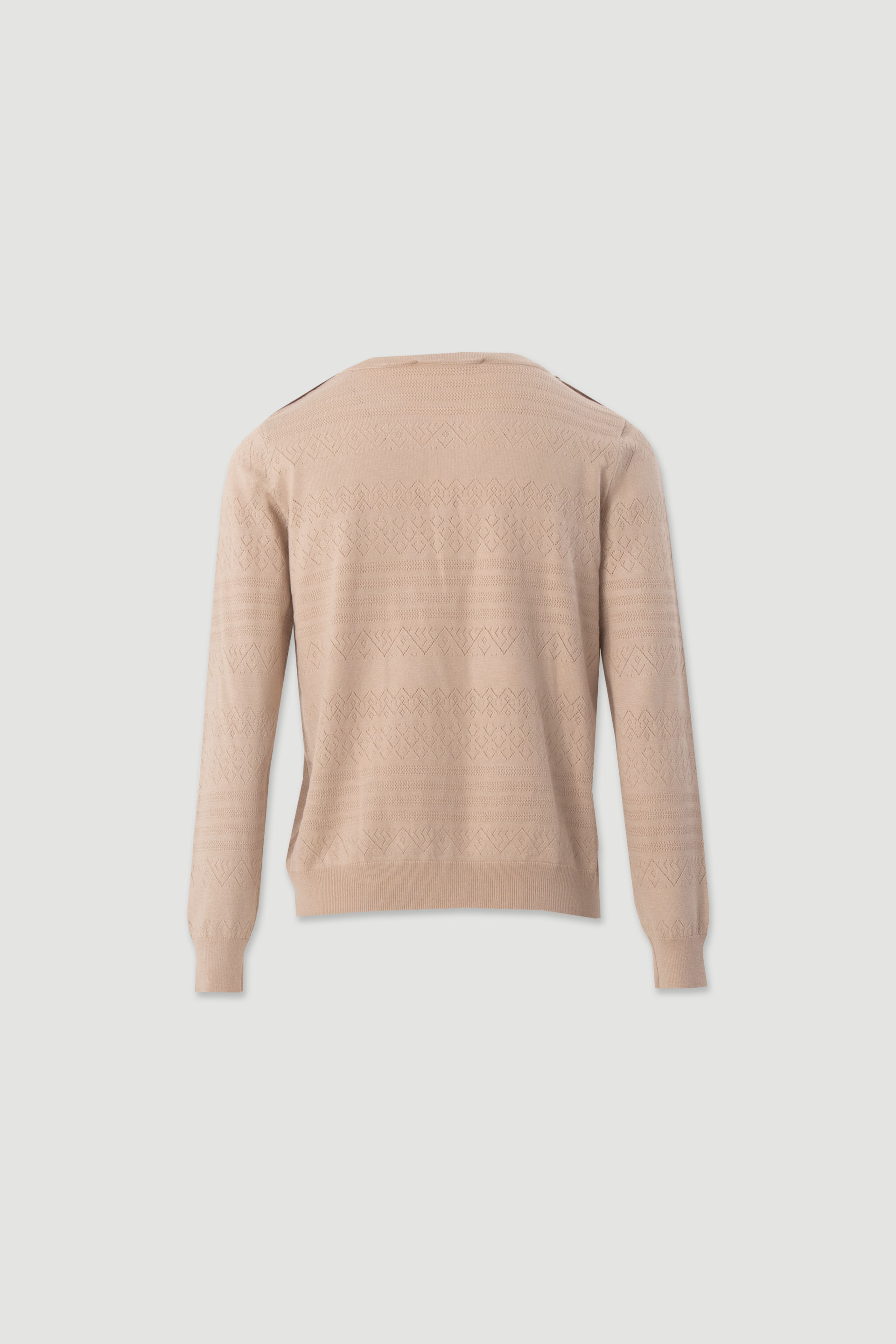 Textured knit sweater with decorative shoulder buttons