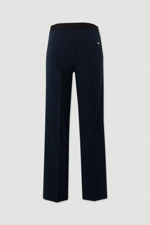 High-waisted straight trousers with customised elastic waistband