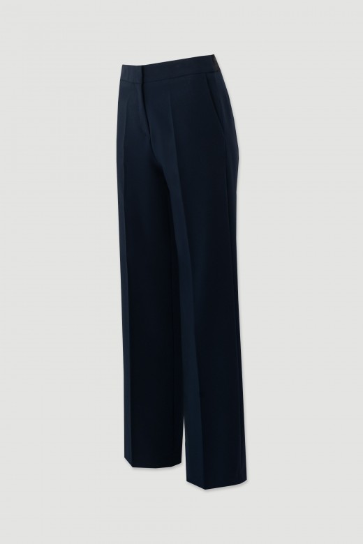 High-waisted straight trousers with customised elastic waistband