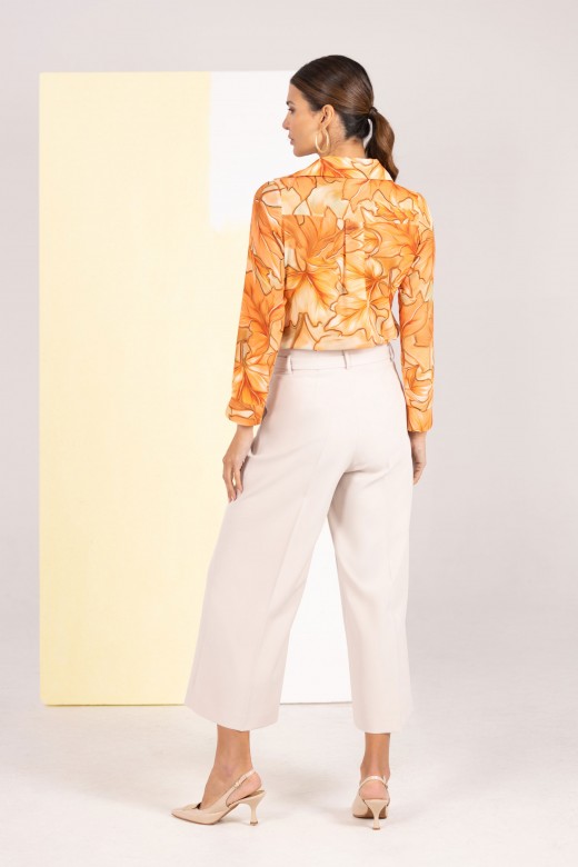 High-waisted culotte trousers with belt High-waisted culotte trousers with belt