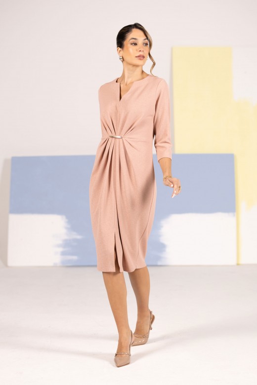 Fitted dress with metallic front detail