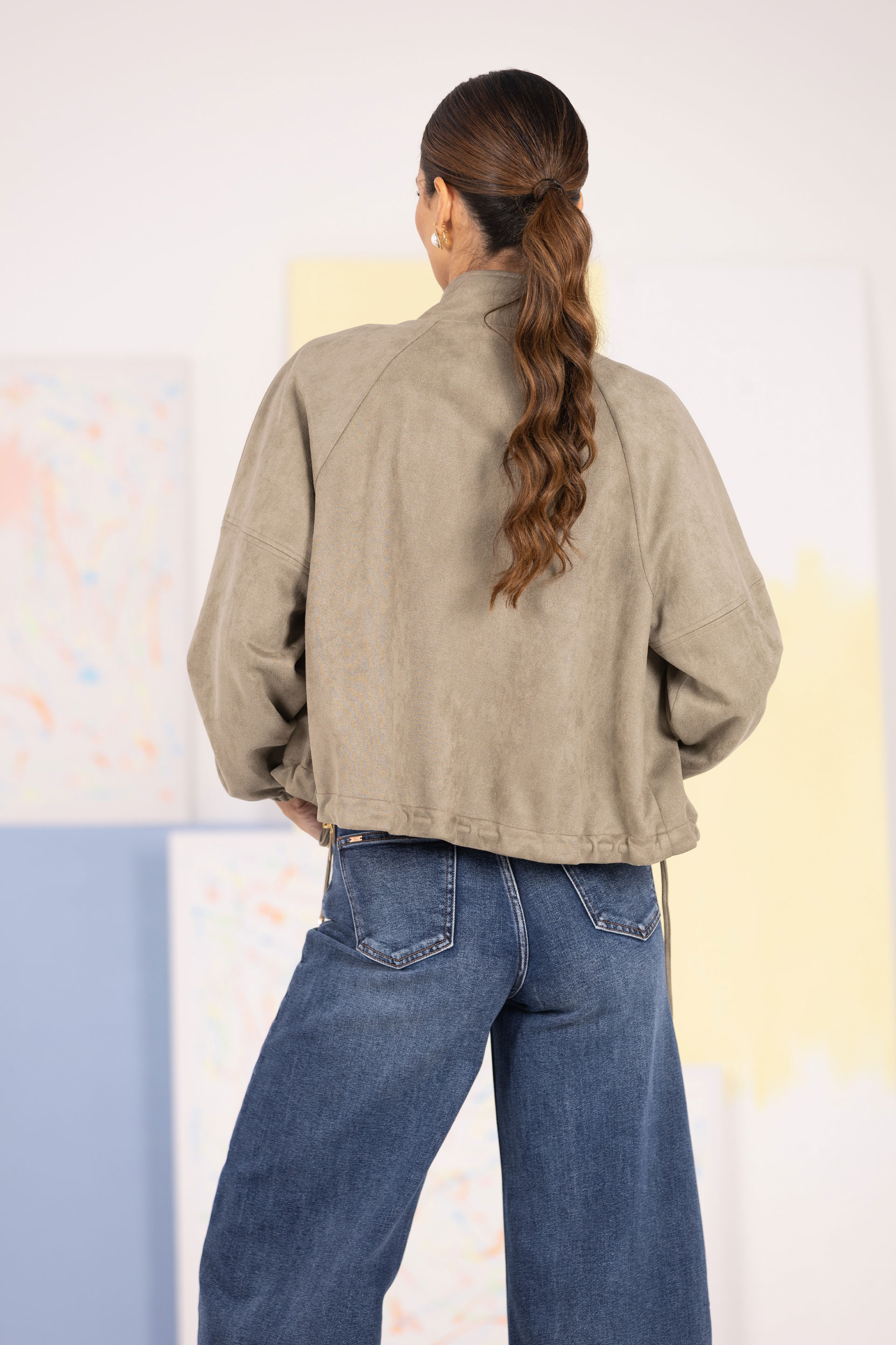 Bomber jacket with high collar