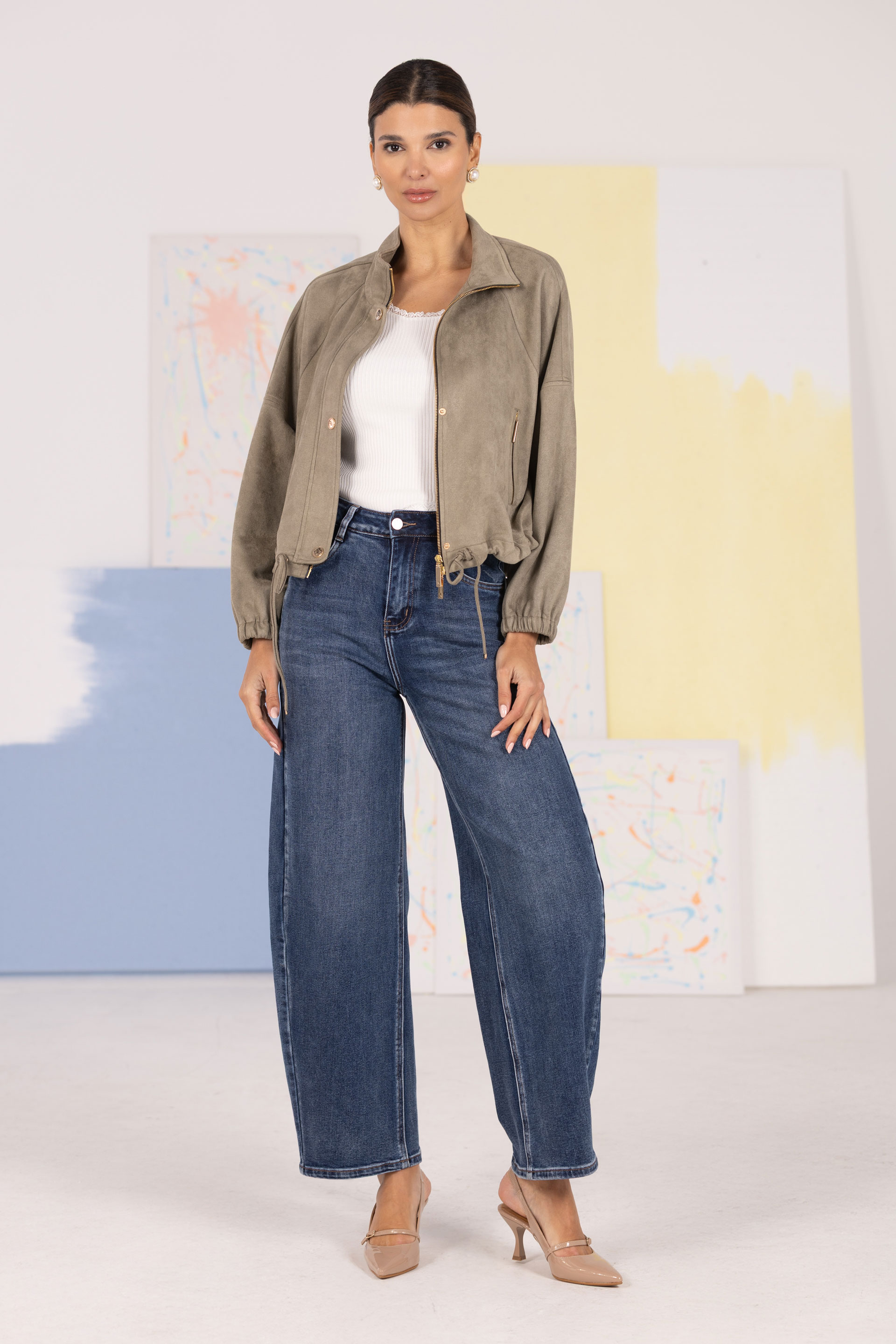 Bomber jacket with high collar