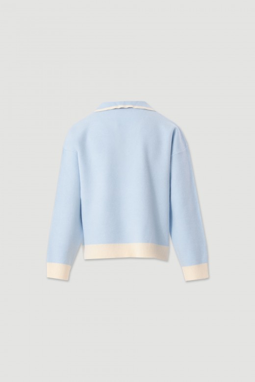 Knit polo with contrast details