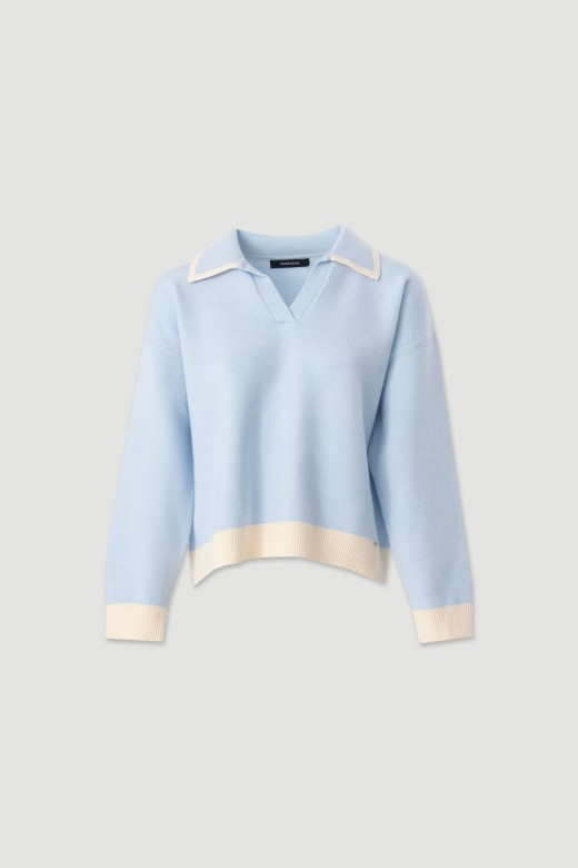 Knit polo with contrast details