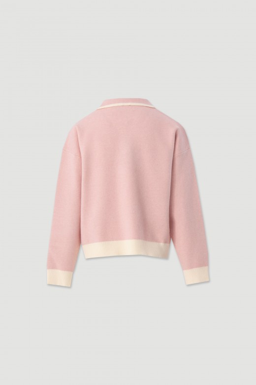 Knit polo with contrast details