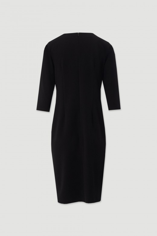 Fitted midi dress with metallic detail